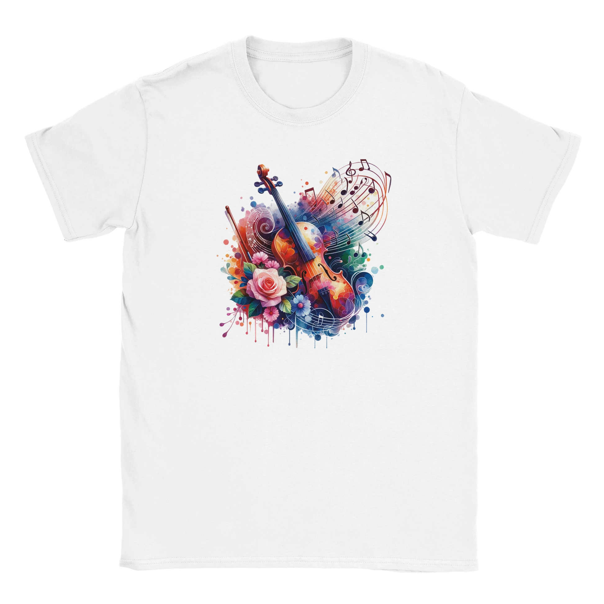 “Model wearing relaxed-fit Classical music-inspired unisex shirt
